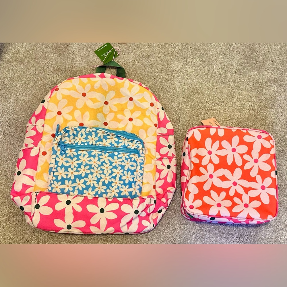 Colorful Floral Kids Backpack and Lunchbox Set